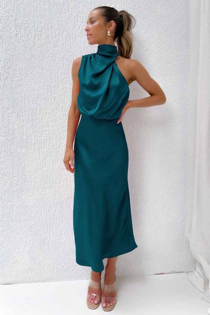 Damen Kleid | Halterhals Drapiert Midi