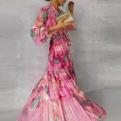 Damen Kleid | Wickel Design V-Ausschnitt