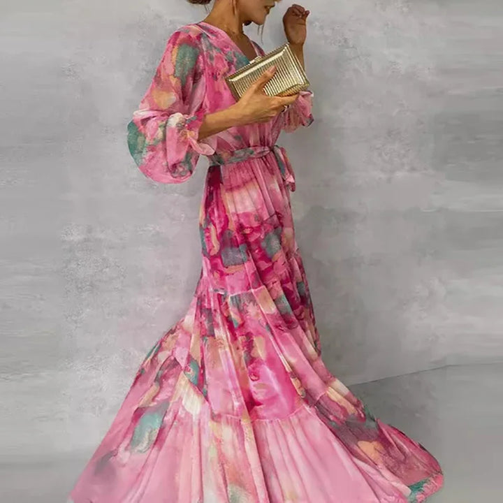 Damen Kleid | Wickel Design V-Ausschnitt