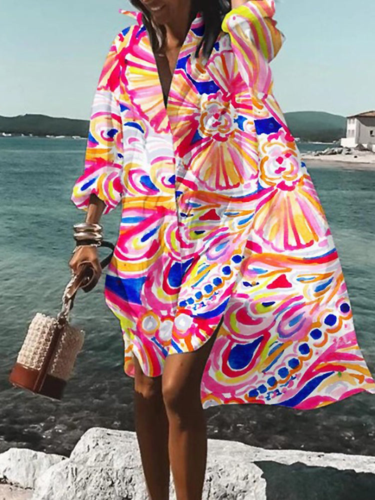 Damen Kleid | Print Lockeres Sommer Midi