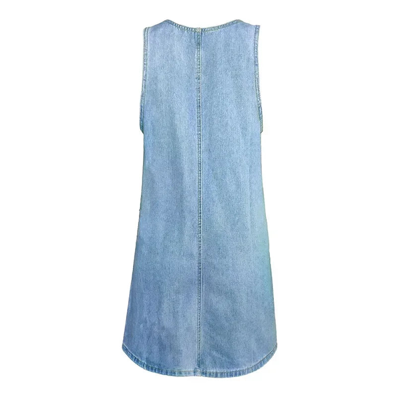 Damen Kleid | Ärmellos Denim Mini