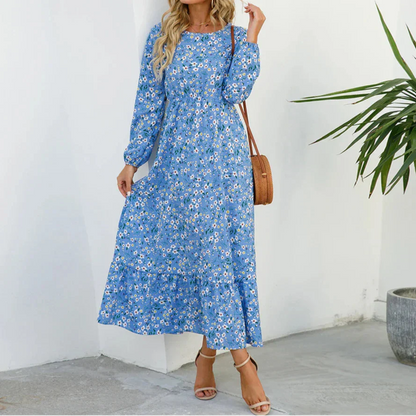 Damen Kleid | Blumenmuster Langarm Maxi