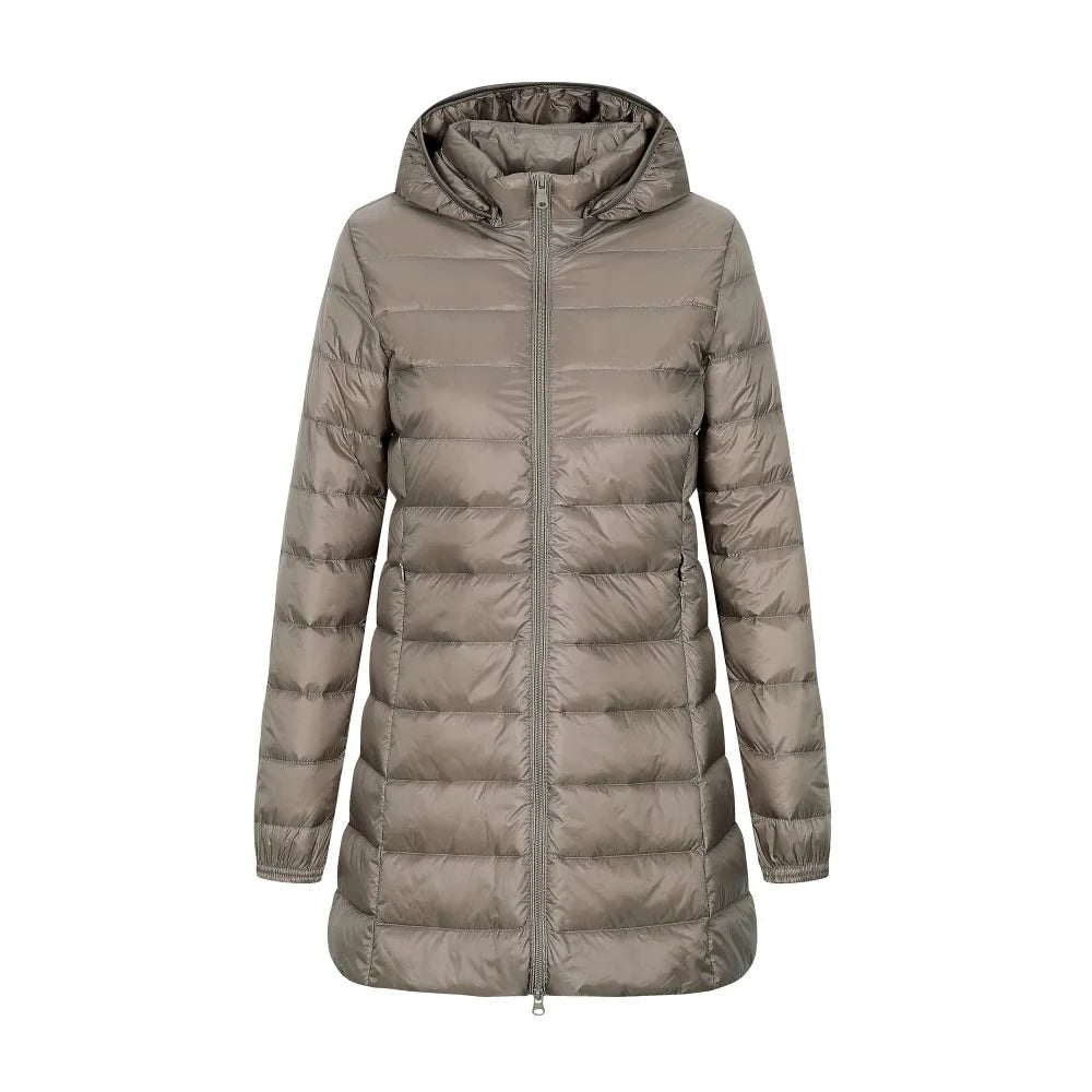 Damen Langer Winter Puffer Mantel | Abnehmbare Kapuze