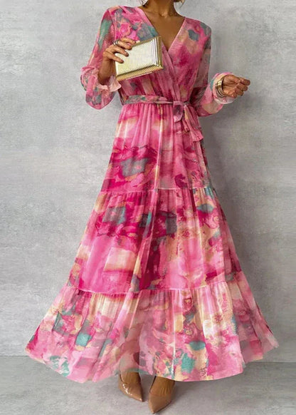 Damen Kleid | Wickel Design V-Ausschnitt