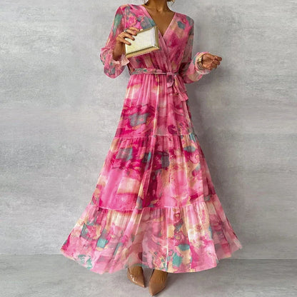 Damen Kleid | Wickel Design V-Ausschnitt