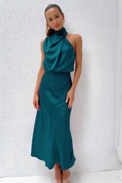 Damen Kleid | Halterhals Drapiert Midi