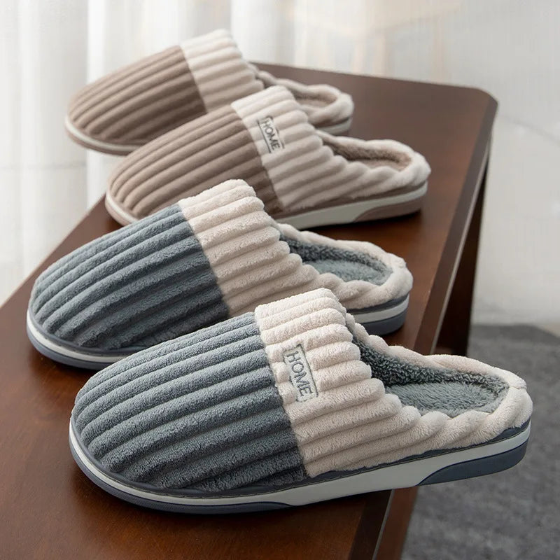Hausschuhe Herren Winter Gestreift | Indoor Slip On für Zuhause