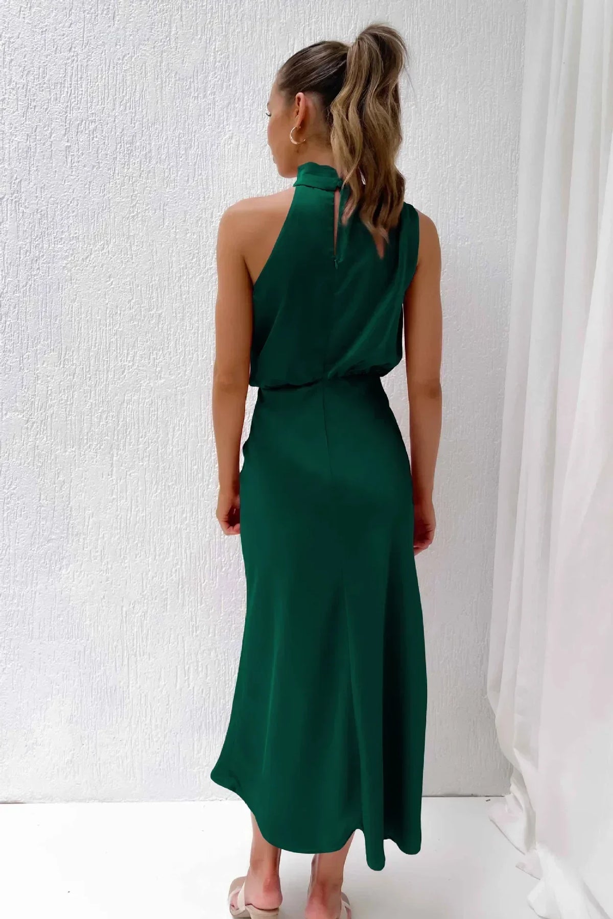 Damen Kleid | Halterhals Drapiert Midi