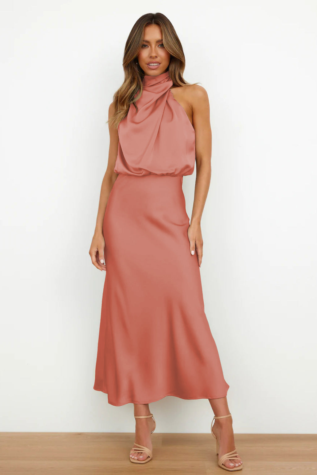 Damen Kleid | Halterhals Drapiert Midi