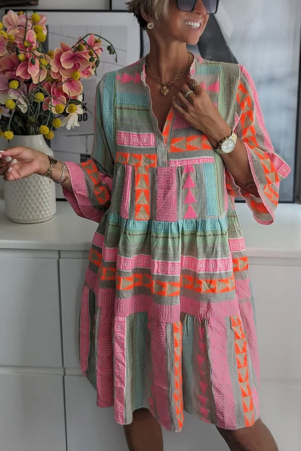 Damen Kleid | Boho Gemustert Locker