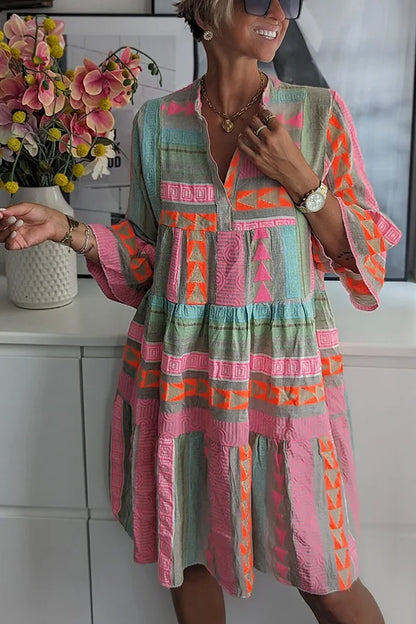 Damen Kleid | Boho Gemustert Locker