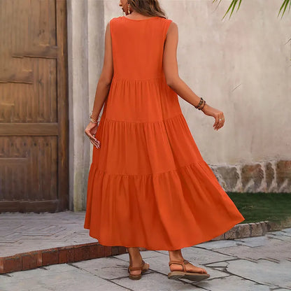 Damen Kleid | V-Ausschnitt Gestuft Midi