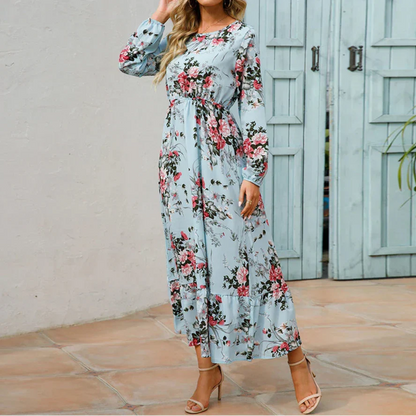 Damen Kleid | Blumenmuster Langarm Maxi