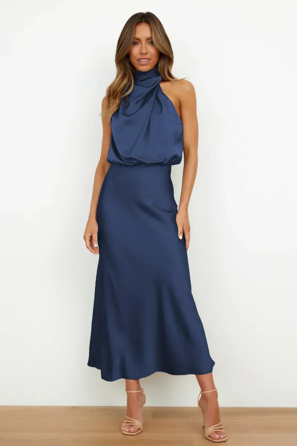 Damen Kleid | Halterhals Drapiert Midi
