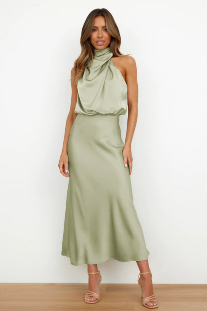 Damen Kleid | Halterhals Drapiert Midi
