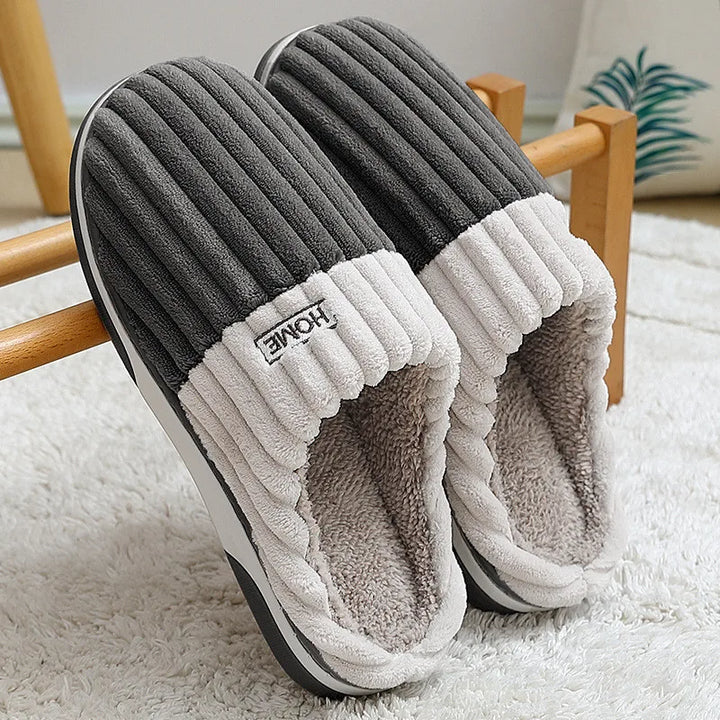 Hausschuhe Herren Winter Gestreift | Indoor Slip On für Zuhause