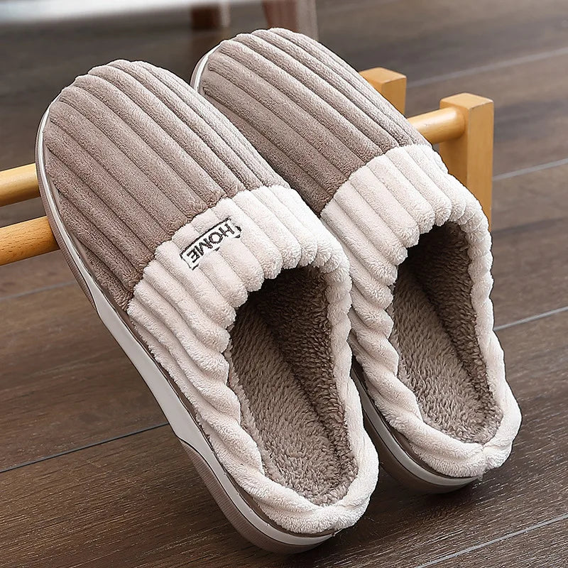 Hausschuhe Herren Winter Gestreift | Indoor Slip On für Zuhause
