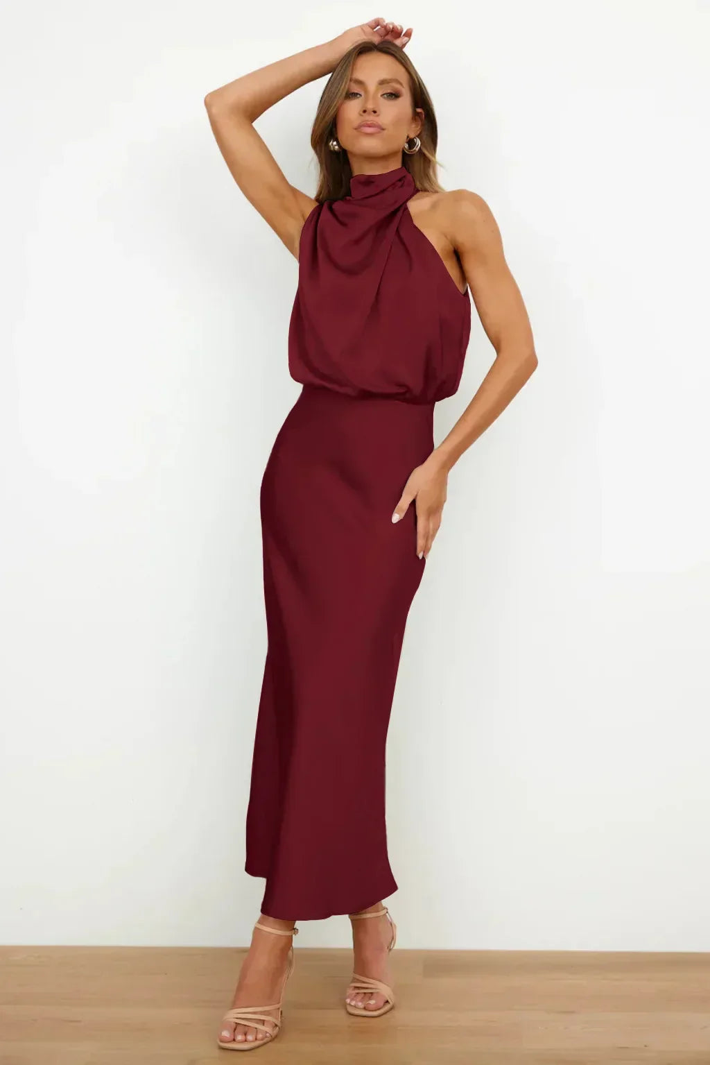 Damen Kleid | Halterhals Drapiert Midi