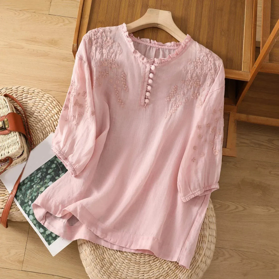 Damenbluse | 3/4-Arm mit Stickerei