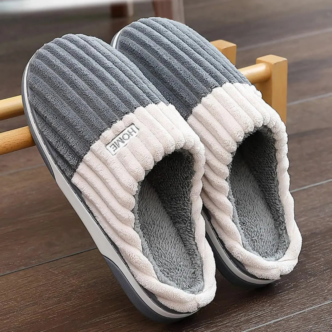 Hausschuhe Herren Winter Gestreift | Indoor Slip On für Zuhause