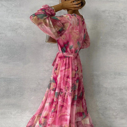 Damen Kleid | Wickel Design V-Ausschnitt