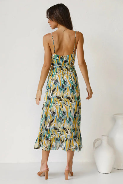 Damen Kleid | Spaghettiträger V-Ausschnitt Midi