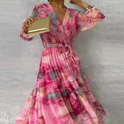 Damen Kleid | Wickel Design V-Ausschnitt