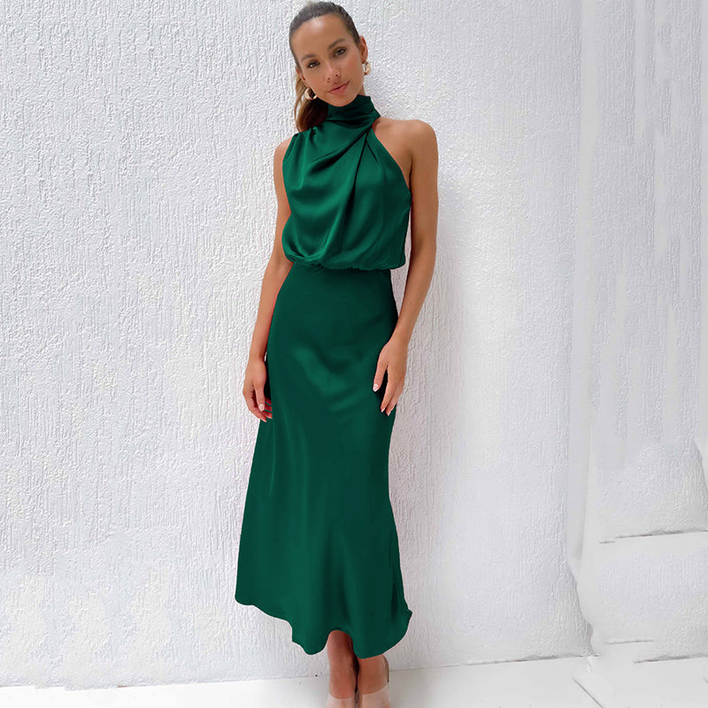 Damen Kleid | Halterhals Drapiert Midi