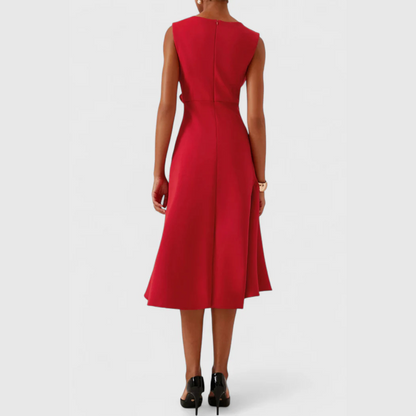 Damen Kleid | Ärmellos Drapiert Midi
