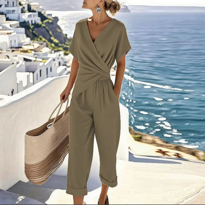 Damen Zweiteiler | Wickelbluse und Hose