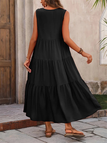 Damen Kleid | V-Ausschnitt Gestuft Midi