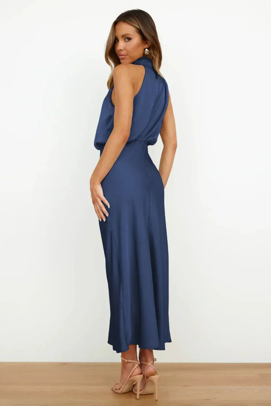 Damen Kleid | Halterhals Drapiert Midi