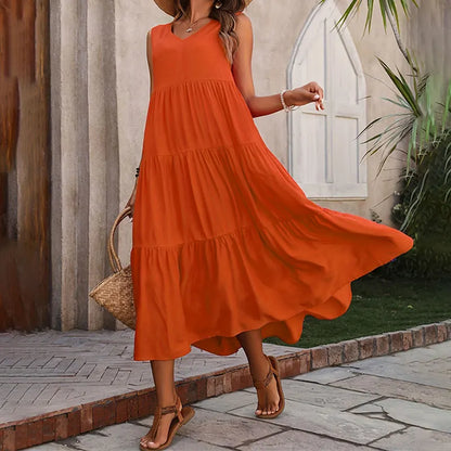 Damen Kleid | V-Ausschnitt Gestuft Midi