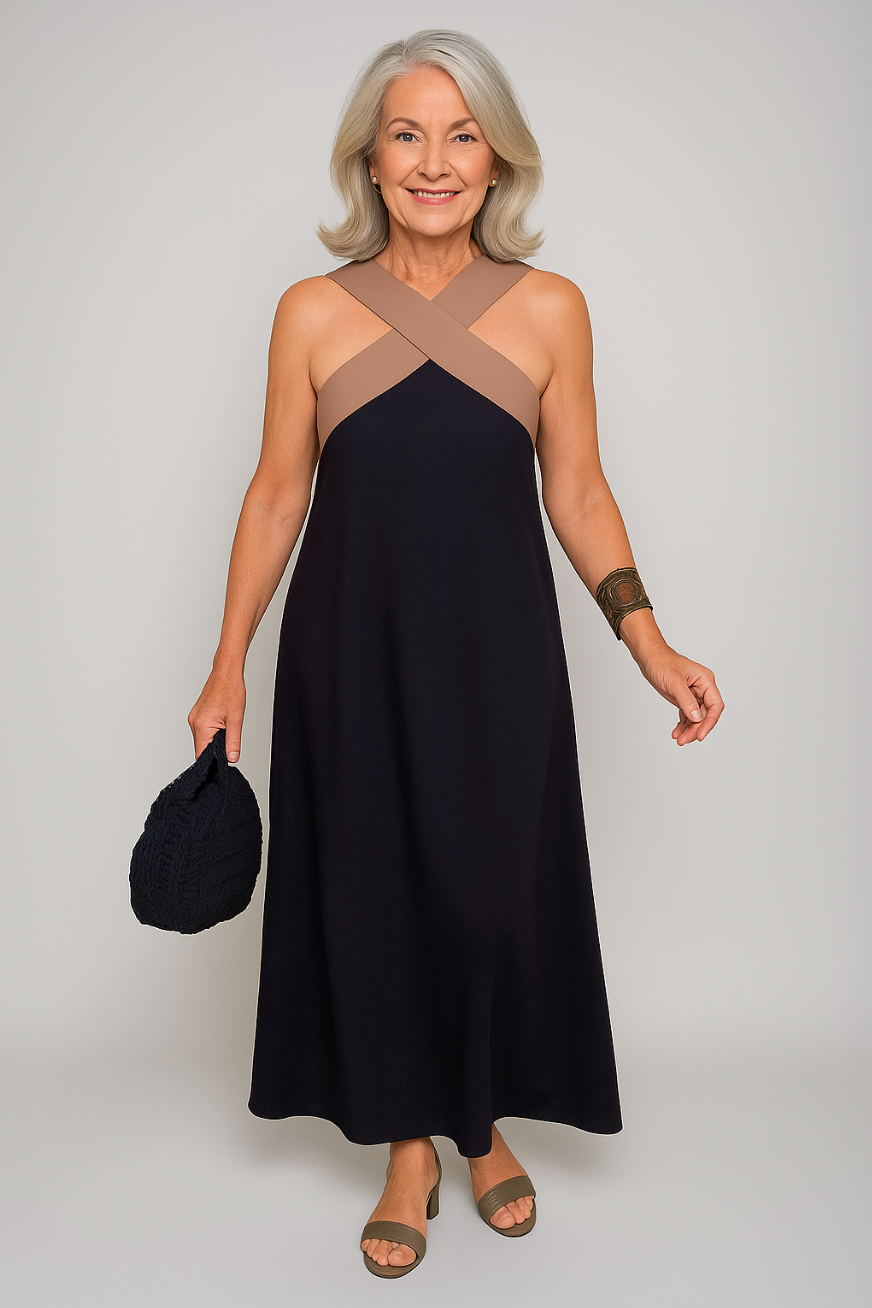 Damen Kleid | Kreuzträger Ärmellos Maxi