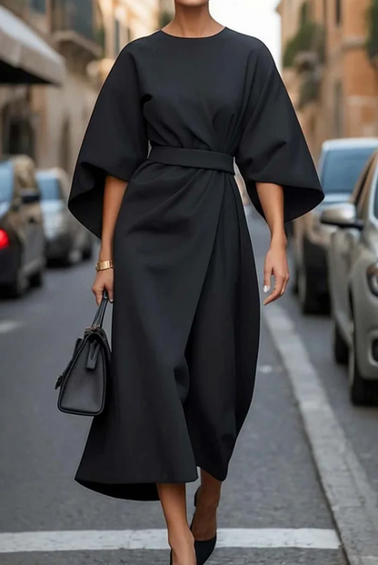 Damen Kleid | Gürtel Fledermausärmel