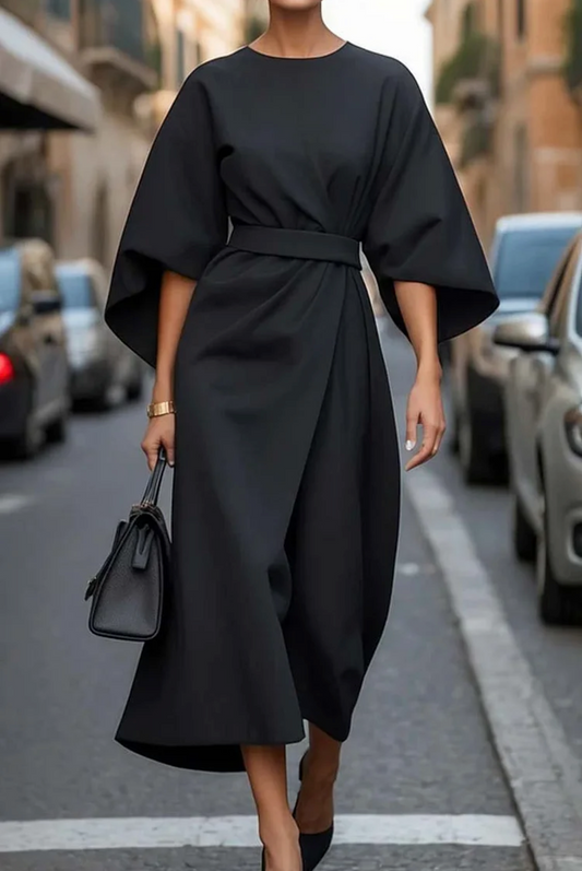 Damen Kleid | Gürtel Fledermausärmel