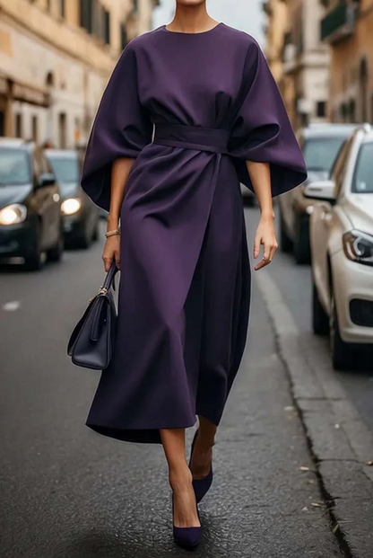 Damen Kleid | Gürtel Fledermausärmel
