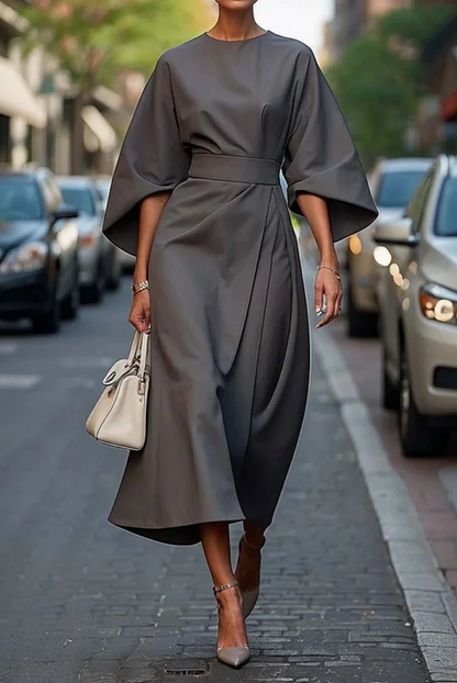 Damen Kleid | Gürtel Fledermausärmel