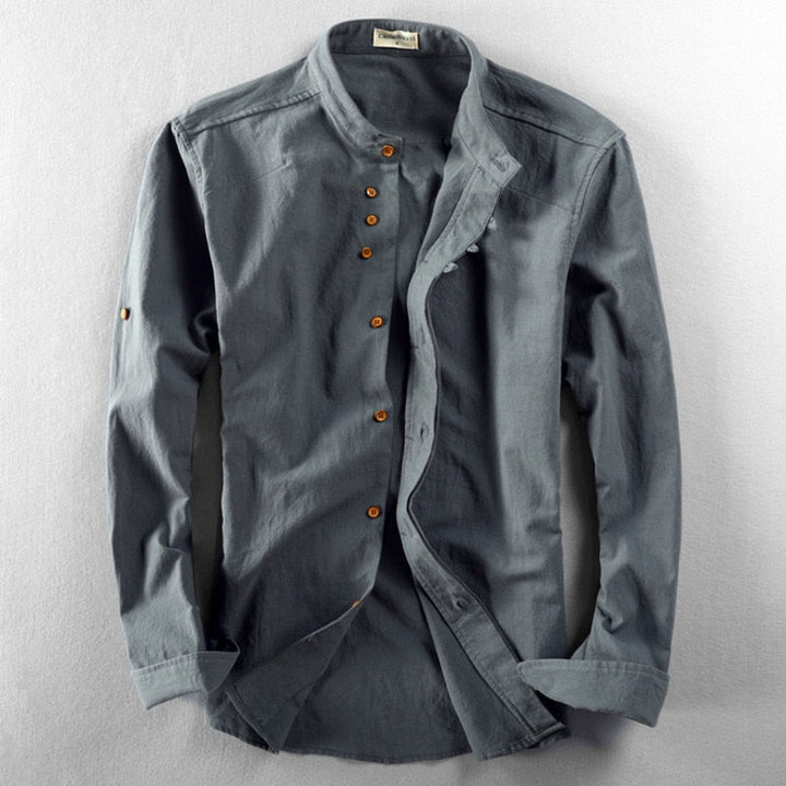 Herrenhemd | Langarm Stehkragen Japan Stil