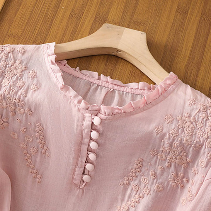 Damenbluse | 3/4-Arm mit Stickerei