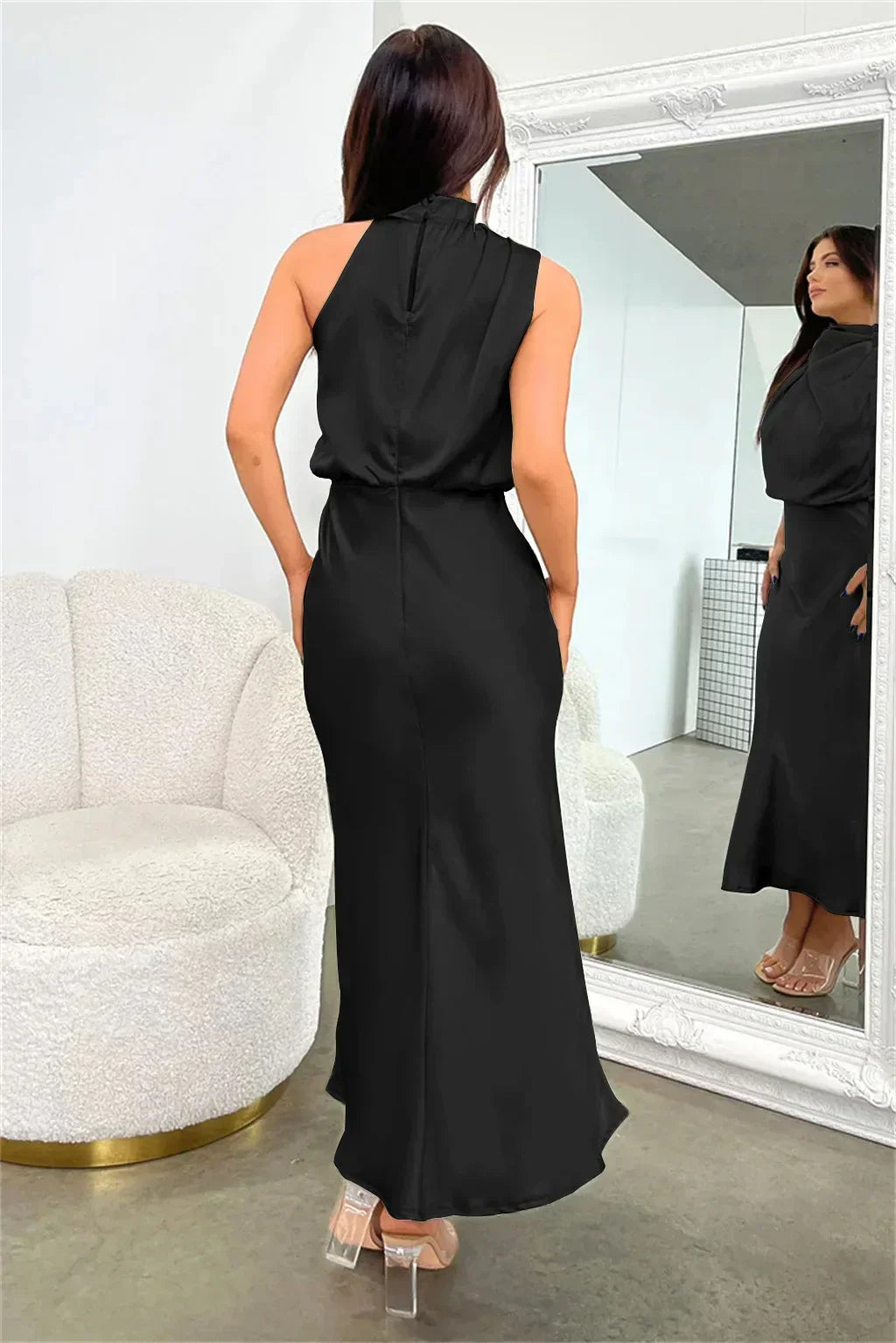 Damen Kleid | Halterhals Drapiert Midi