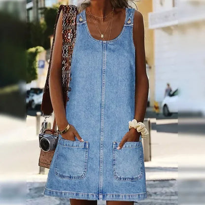 Damen Kleid | Ärmellos Denim Mini