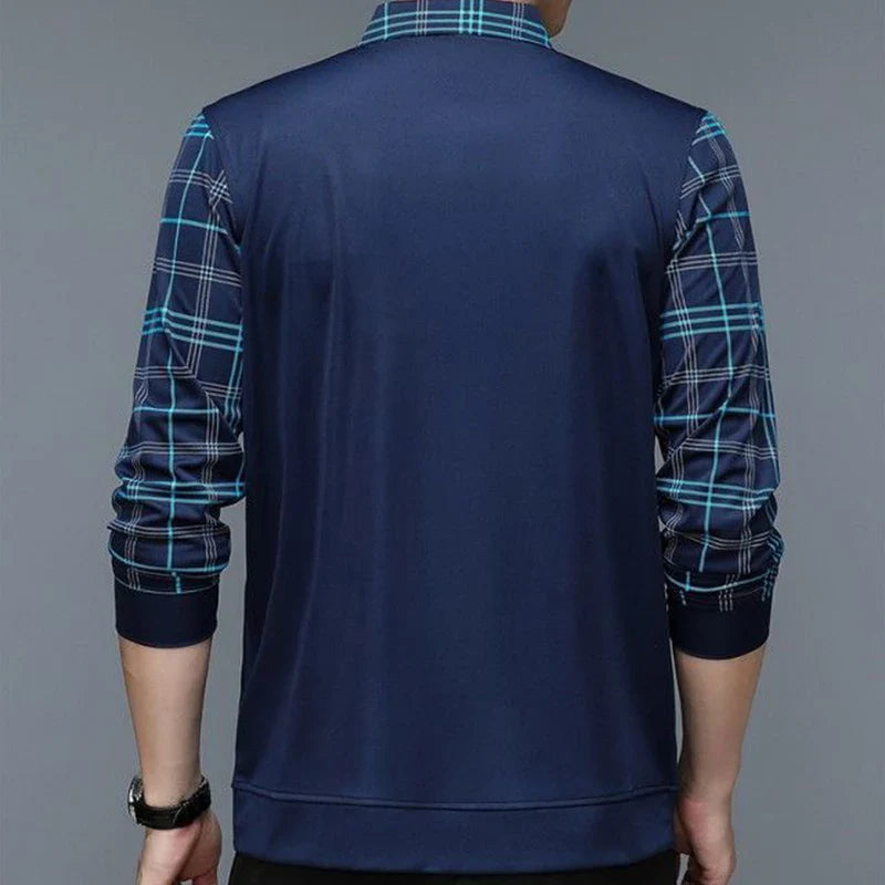 Herren Poloshirt | V-Ausschnitt Karierte Ärmel