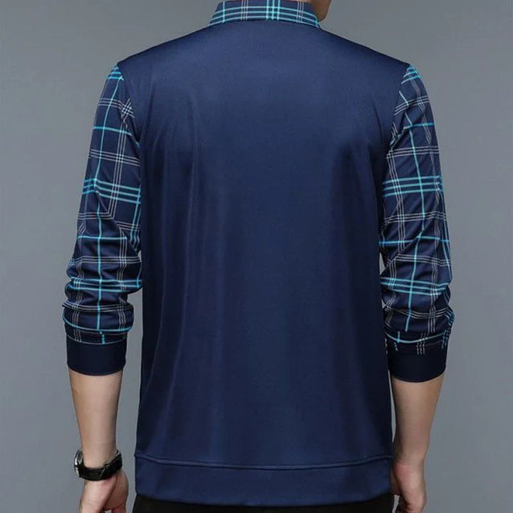 Herren Poloshirt | V-Ausschnitt Karierte Ärmel