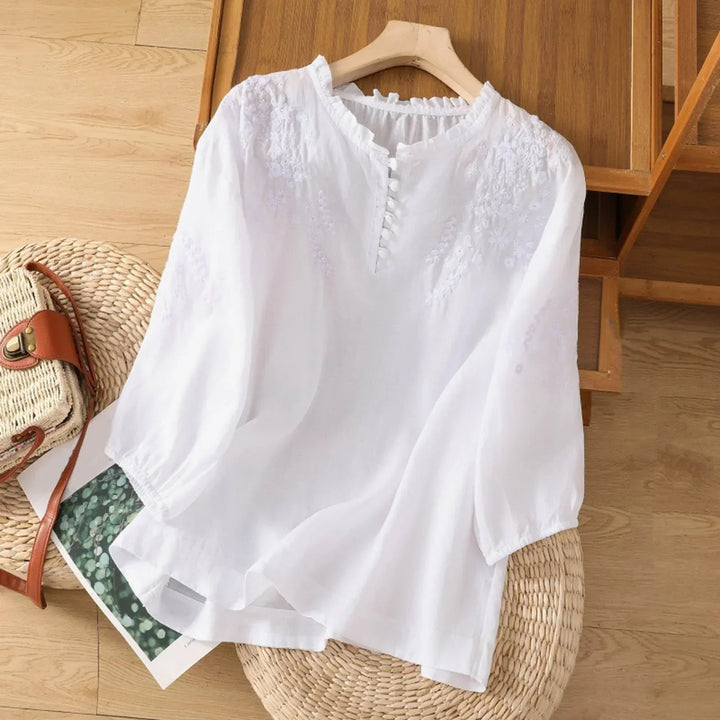 Damenbluse | 3/4-Arm mit Stickerei