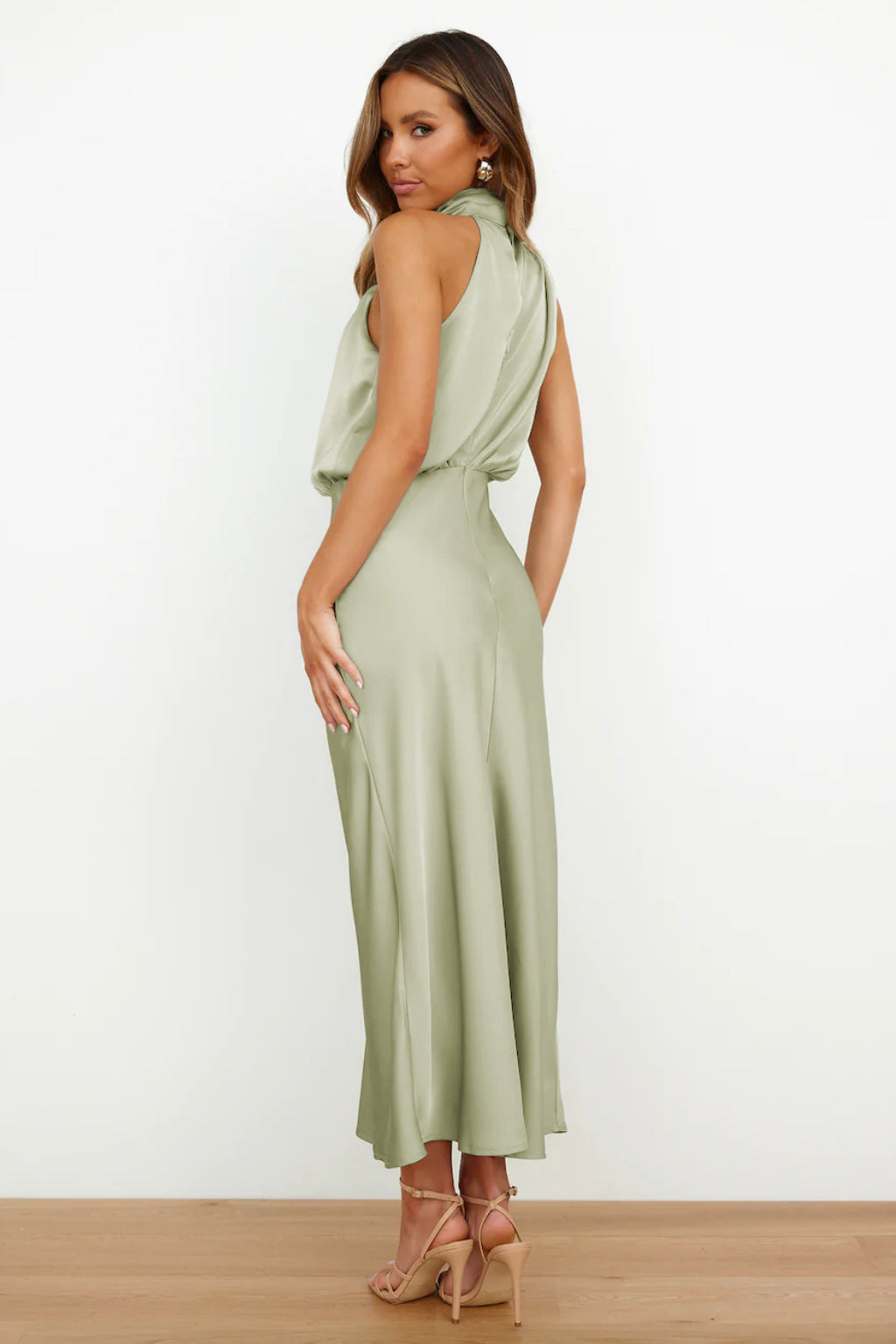 Damen Kleid | Halterhals Drapiert Midi
