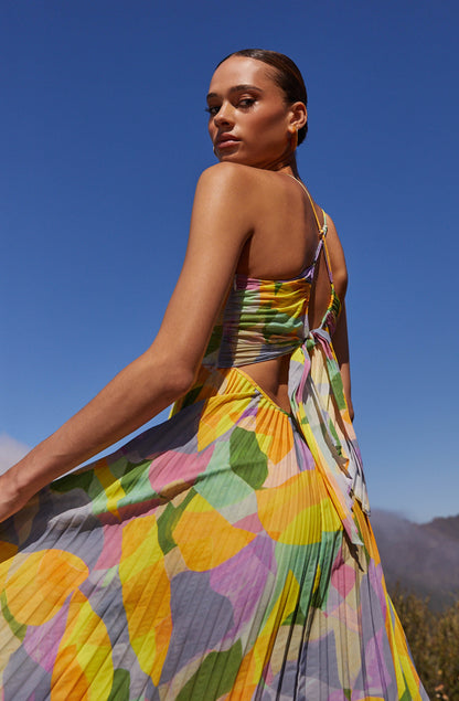 Damen Kleid | V-Ausschnitt Plissee Midi