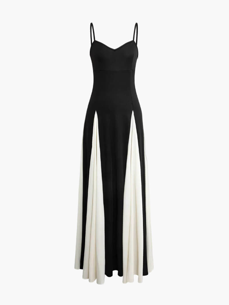 Damen Abendkleid | Spaghettiträger Kontrast Maxi