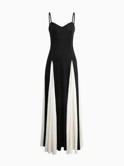 Damen Abendkleid | Spaghettiträger Kontrast Maxi
