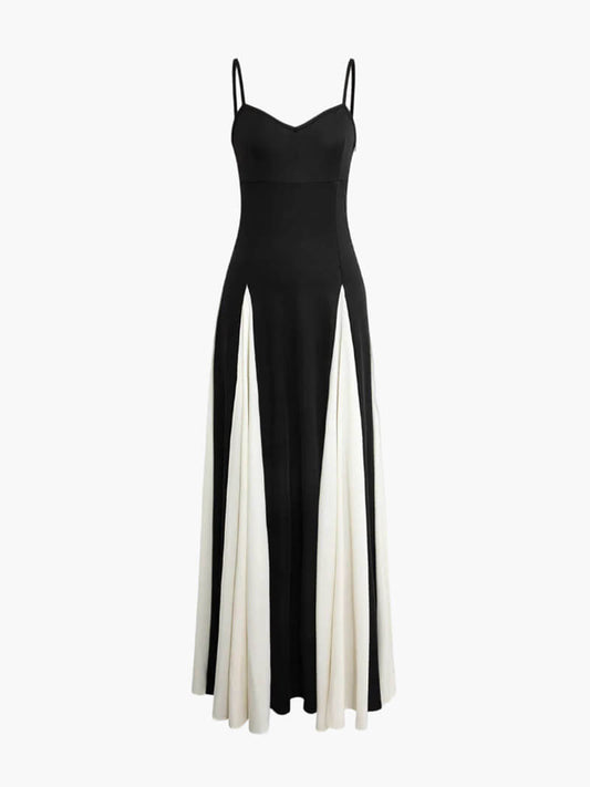 Damen Abendkleid | Spaghettiträger Kontrast Maxi